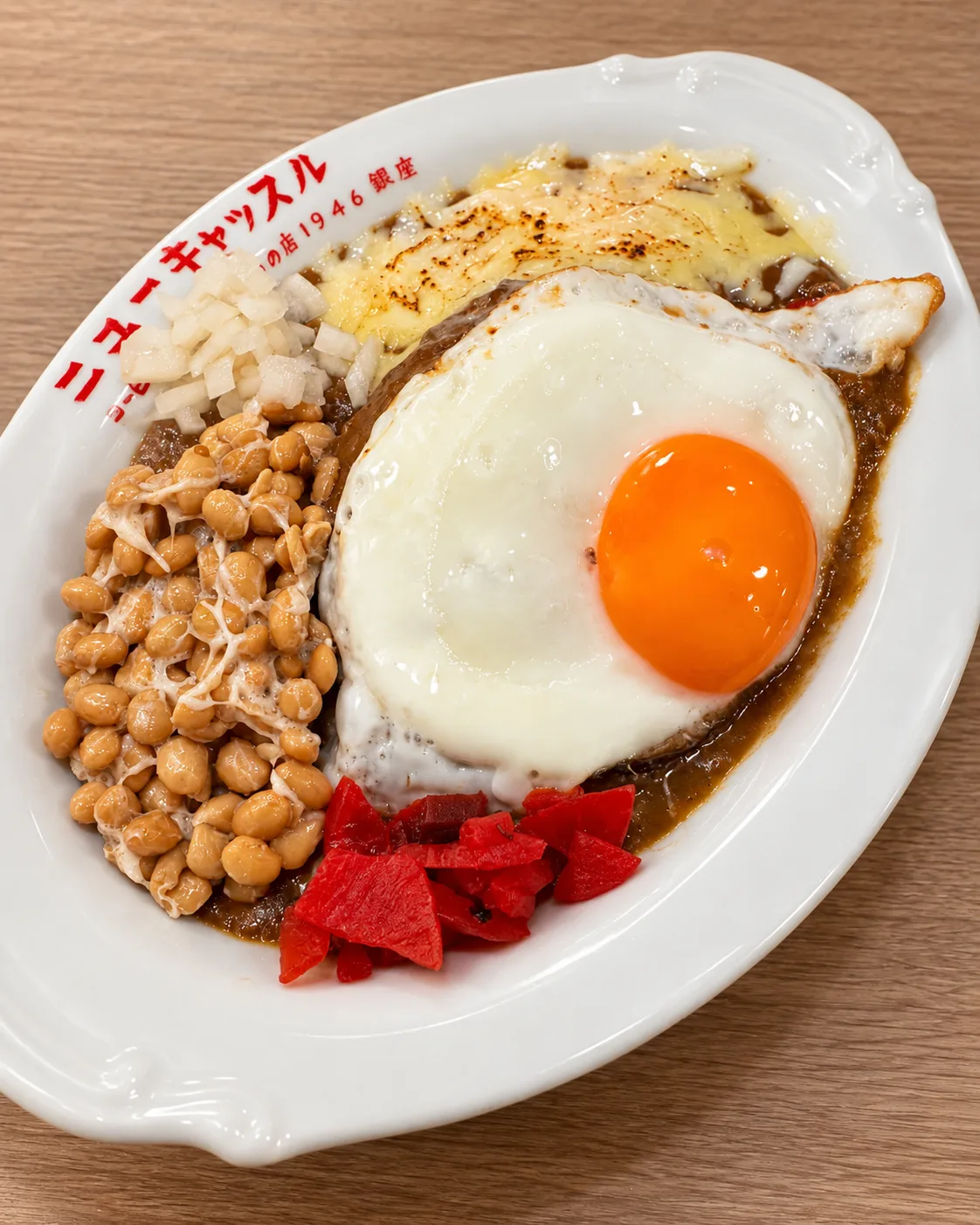 納豆とチーズをのせたカライライス
